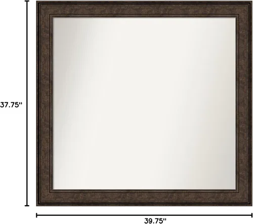 Vista 1018 de Amanti Art Espejo de pared personalizado no biselado (25 x 25 pulgadas), marco de bronce acentuado, varios tamaños personalizados, espejo de baño