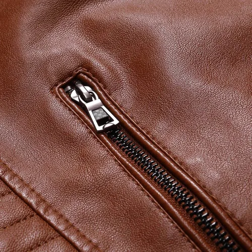 Vista 6 de Chaqueta deportiva para hombre, gabardina de lana personalizada para invierno, casual, cuello alto, chaqueta de cuero