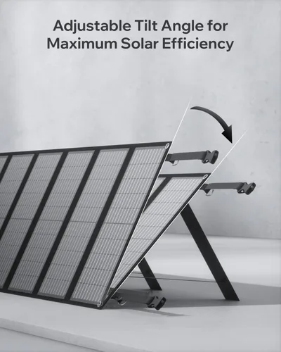 Vista 5 de Kit de panel solar plegable de 200 W, cargador solar portátil de 12 pliegues con soporte ajustable IP65 impermeable para estación de energía