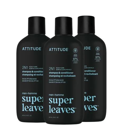 Vista 9 de ATTITUDE Champú y acondicionador 2 en 1 para hombres, voluminizador para cabello fino, con romero y proteína de arroz, 97% ingredientes de origen