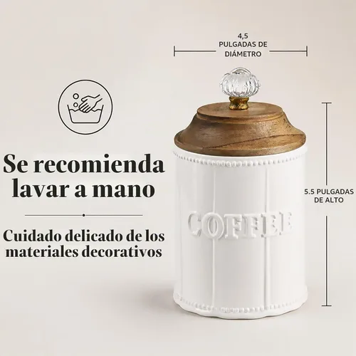 Vista 4 de Mud Pie Circa - Canistera de café con perilla de puerta, de madera Pomo de puerta de madera
