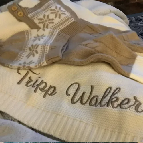Vista 6 de Manta de punto personalizada para bebé, regalo bordado para baby shower, manta de cochecito Regalo para bebé recién nacido con monograma Tejido