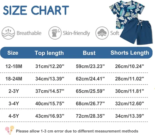 Vista 5 de AMAWMW Trajes de verano hawaianos para bebés y niños pequeños, camiseta de hoja de palmera, pantalones cortos con bolsillos, 2 piezas, ropa tropical