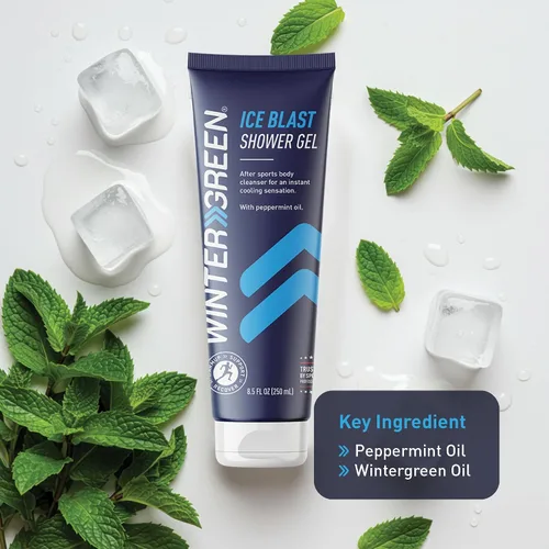 Vista 3 de Wintergreen Ice Blast Gel de ducha, 8.5 onzas – Gel de baño refrescante después del entrenamiento para hombres y mujeres, impregnado con extractos