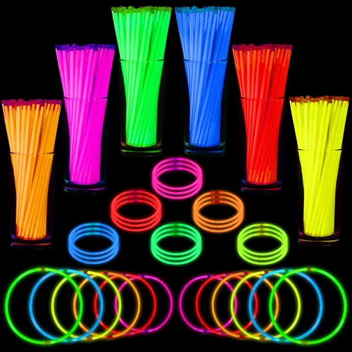 Vista 8 de Mega-L Glow Sticks suministros de fiesta, recuerdos de fiesta que brillan en la oscuridad, 100 collares ultra brillantes de 8 pulgadas y pulseras