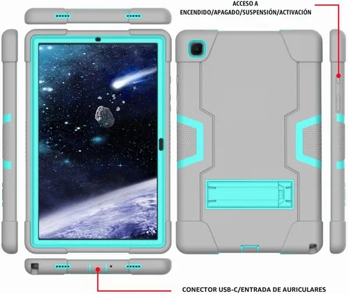 Vista 3 de Funda para Tablet de Samsung Galaxy Tab A7 10.4 2020, Funda Protectora de Alta Resistencia y a Prueba de Golpes de PC de Silicona con Soporte