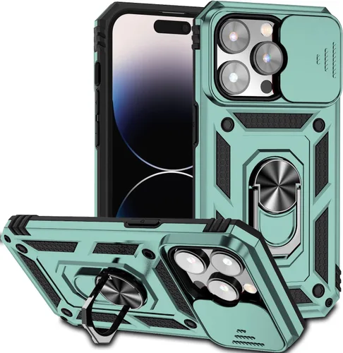 Vista 37 de Funda magnética compatible con iPhone 14 Pro de 6.1 pulgadas, funda magnética para iPhone 14 Pro con cubierta de cámara y soporte de grado militar