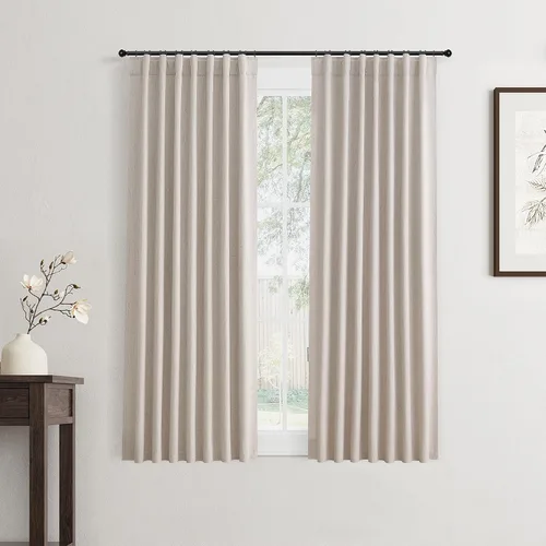 Vista 32 de Jowels Cortinas opacas de lino natural de 96 pulgadas de largo, 2 paneles