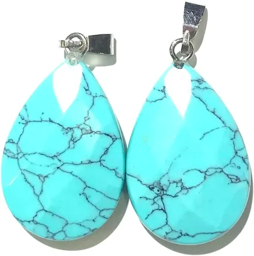 Vista 2 de LE SKY 12 colgantes de piedra natural en forma de gota de agua con forma de ágata de cristal facetado, piedra de Reiki para hacer joyas y collares