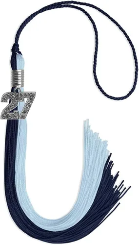Vista 65 de Endea Graduation Borla de doble color con dije de plata brillante (negro/oro antiguo, 2025)