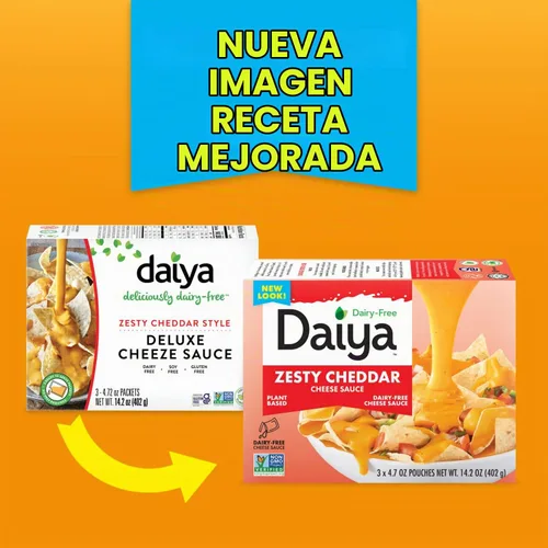 Vista 5 de Daiya Salsa de Queso Cheddar Picante Sin Lácteos, Salsa Cremosa y Rica a Base de Plantas, 14.2 oz (Paquete de 8)