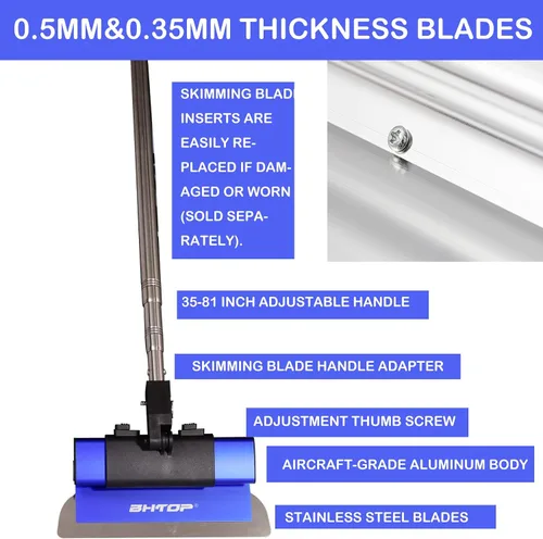 Vista 5 de Herramientas para yeso Cuchilla para yeso con mango extensible - 7", 10" 14" 16" y 24" Cuchillas de aluminio extruido Acero inoxidable 301