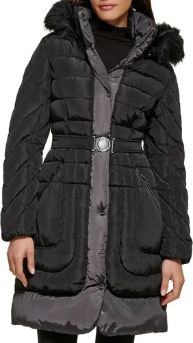 Vista 2 de GUESS Chaqueta acolchada de peso medio para mujer Cinturón negro.