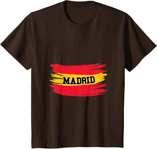 Vista 8 de Camiseta familiar de España Madrid con bandera española envejecida, Negro