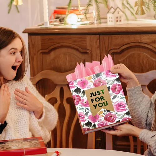 Vista 6 de Colodeol 4 Piezas Bolsas de Regalo del Día de San Valentín de 16.8" con Papel de Seda, Bolsa Extra Grande del Día de San Valentín con Asas Bolsas
