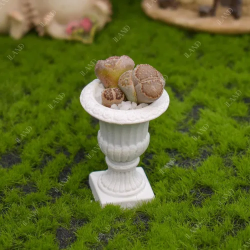 Vista 8 de iLAND Accesorios para casa de muñecas en miniatura, 2 plantas de casa de muñecas con flores secas (2 macetas de urna pequeña con flores)