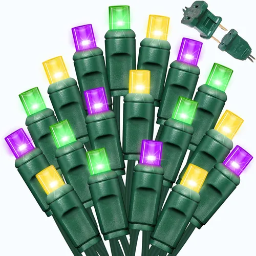 Vista 9 de LAMPHOME 100 unidades (2 paquetes de 50L) de luces de cadena, 30% de bombillas centelleantes y 70% de bombillas de luz constante, luces de Navidad