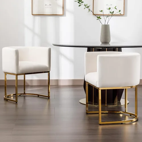 Vista 14 de RIVOVA - Silla tapizada para comedor, silla lateral moderna de barril, sillas tapizadas para comedor, silla cómoda para cocina, silla lateral