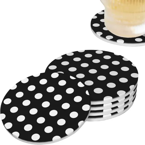 Vista 14 de Life is Better - Juego de 4 posavasos de cerámica absorbente para mesa de café, barra de madera, 4 pulgadas