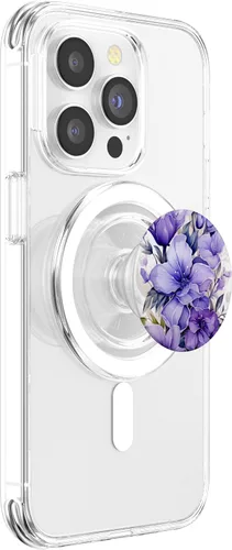 Vista 3 de Purple Lavender Blossom Leaves Flowers Floral PopSockets MagSafe PopGrip para iPhone