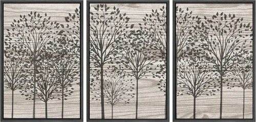 Vista 7 de SIGNWIN Lienzo enmarcado para pared, juego de arte de collage de hojas transparentes en blanco y negro, ilustraciones de naturaleza silvestre, arte