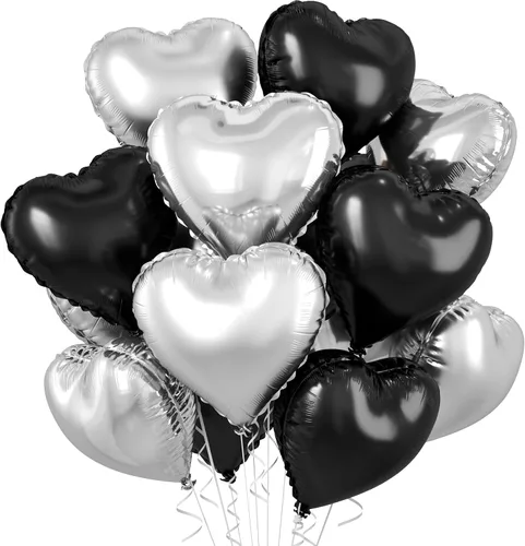 Vista 38 de Globos de corazón azul bebé, 10 piezas de globos en forma de corazón azul claro y blanco pastel, globos de papel de aluminio blanco arena crema