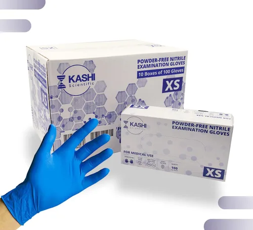Vista 9 de Kashi Scientific Guantes desechables de nitrilo para examen médico, sin polvo ni látex, guante azul de 4 mil sin látex, guantes aptos