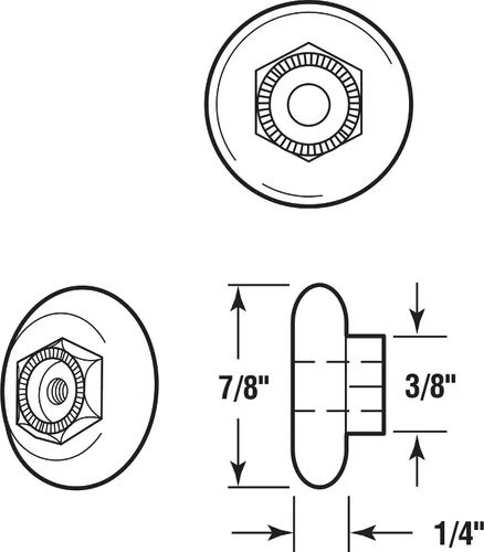 Vista 2 de Prime-Line Products 1901 - Rodillo redondo para bañera de 7/8 pulgadas, paquete de 2