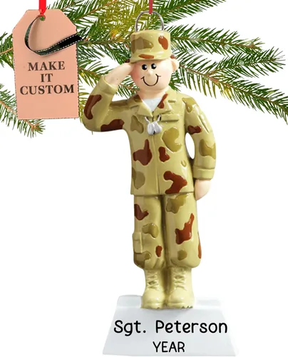 Vista 12 de Adorno personalizado de la Fuerza Aérea 2025 Personalización gratuita las 24 horas Adornos militares de Navidad grabados con láser para árbol