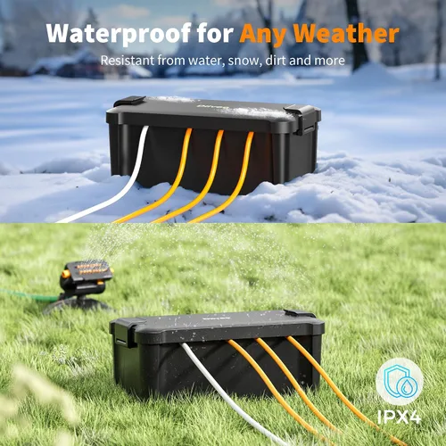 Vista 2 de Diivoo Cubierta de Cable de Extensión Mediana Resistente a la Intemperie, Protector de Enchufe Exterior Impermeable, Caja de Cable de Extensión