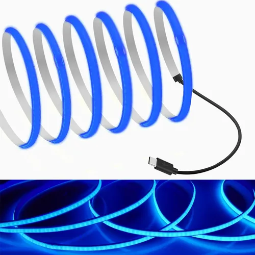 Vista 7 de MDee Tira de luces LED tipo C COB de 1.64 pies/1.6 ft - Flexible 0.197 in Oculta DC 5V Cinta LED con 320 LEDs/m para iluminación cálida (2700 K).