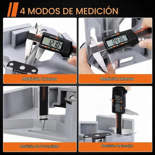 Vista 4 de HARDELL Calibrador Digital de 6 Pulgadas con Pantalla LCD Grande, Herramienta de Medición de Calibradores con Función de Apagado Automático