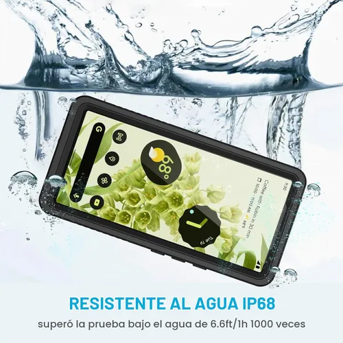 Vista 3 de Lanhiem Funda para Google Pixel 6, impermeable IP68 a prueba de polvo con protector de pantalla integrado, funda protectora de cuerpo completo