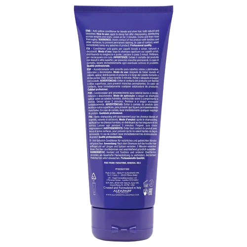 Vista 2 de ALFAPARF MILANO Semi di Lino - Acondicionador morado con depósito de color, elimina los tonos amarillos y cobrizos para cabello rubio, platino