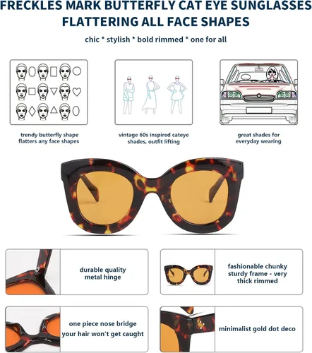 Vista 6 de Gafas de sol con diseño de mariposa, semi ojo de gato, montura de plástico y lentes gradientes transparentes