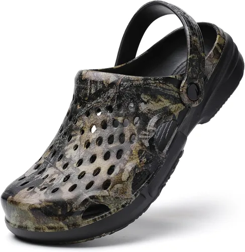 Vista 10 de FLIOZY Zuecos de jardín para hombre, antideslizantes, sandalias de ducha para verano, al aire libre, sandalias de playa