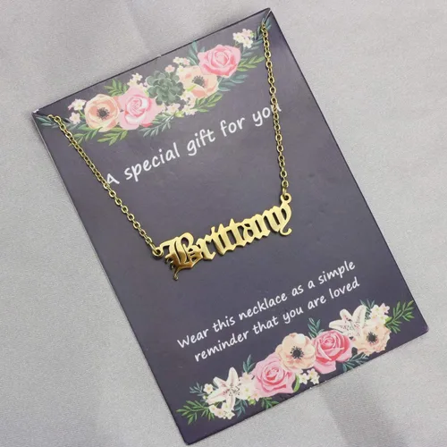 Vista 6 de Joycuff antiguo inglés nombre collar (más de 500 nombres en existencia) personalizado chapado en oro de 18 quilates Monograma joyería regalo