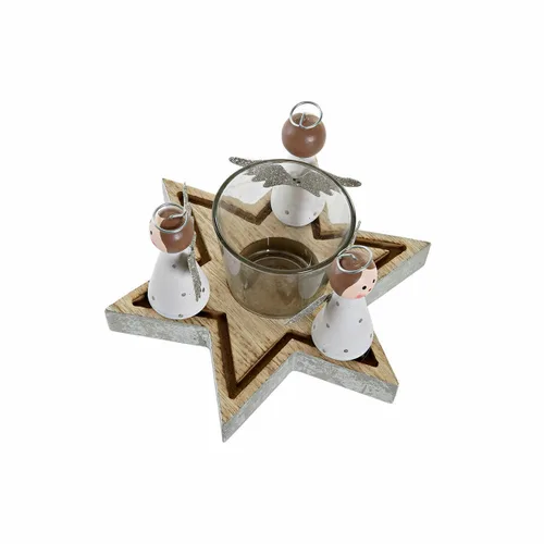 Vista 3 de Portavelas Navideño DKD Home Decor Cristal Madera (17 x 17 x 9 cm)
