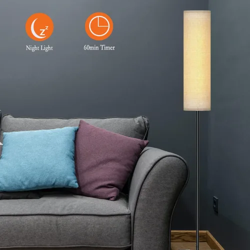 Vista 5 de Lámpara de pie para sala de estar, lámpara de pie LED ajustable con control remoto, lámpara de pie moderna alta con pantalla beige, luz LED suave
