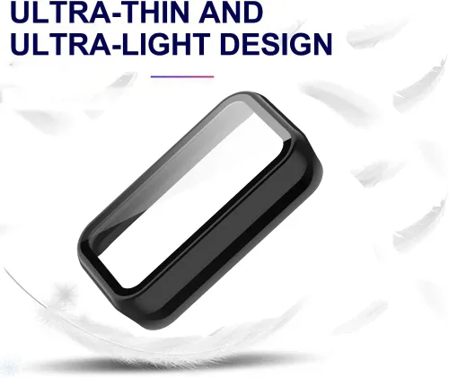 Vista 6 de [Paquete de 2] Funda con protector de pantalla de vidrio templado compatible con Amazfit Band 7, dureza 9H, 360°, ultrafina, funda protectora de PC