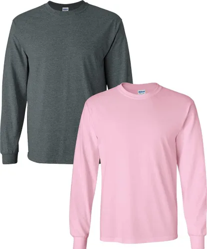Vista 52 de Gildan - Camiseta de algodón y de manga larga para hombre, modelo G2400 (1) verde irlandés + (1) negro