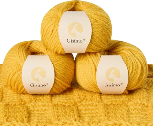 Vista 56 de 100% lana de merino para tejer, 3 capas de lana lujosa y suave para tejer a mano y ganchillo (ámbar, 1 bola)