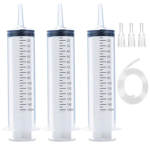 Vista 7 de Paquete de 3 jeringas de 3.4 fl oz con tubo de 55.1 pulgadas para dispensar, medir, científico y rellenado
