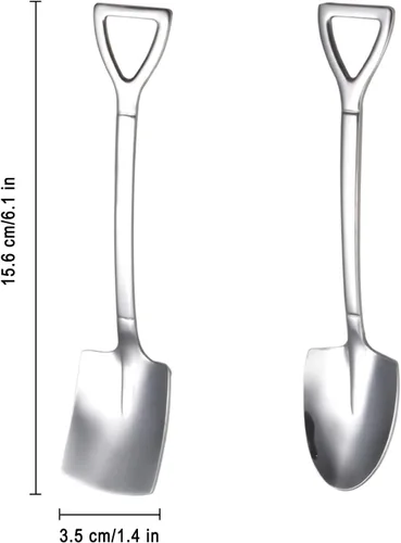 Vista 3 de 10 cucharas de pala de acero inoxidable, cucharas de postre reutilizables para café, té, helado, fruta y azúcar pastel