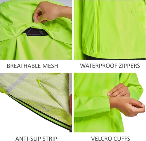 Vista 5 de BALEAF Women's Cycling Rain Jackets Waterproof Windbreaker Running Jackets Reflective Rain Gear Packable Lightweight Hooded