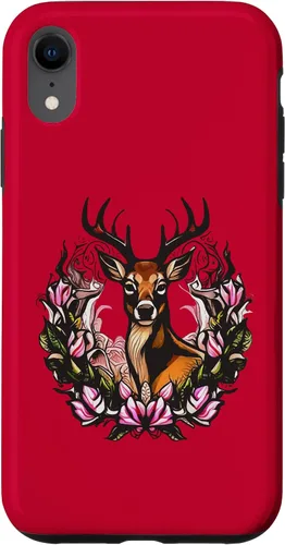 Vista 23 de Arkansas Deer with Antlers and Apple Blossom Tattoo Art Case for iPhone 17
