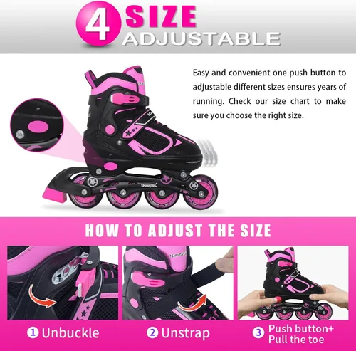 Vista 48 de MammyGol Patines en línea ajustables para niños y niñas, patines con ruedas iluminadas de 4 a 16 años