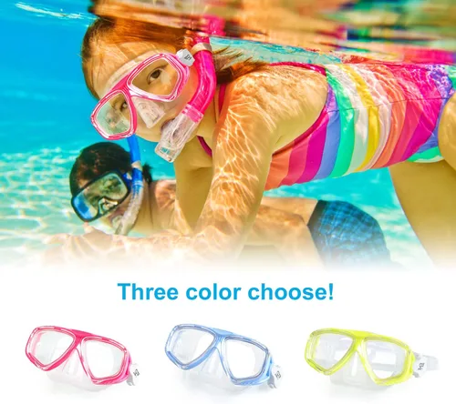 Vista 9 de EXP VISION Juego de 2 máscaras de buceo para adultos y niños, gafas de natación de vidrio templado con cubierta de nariz para adultos y niños