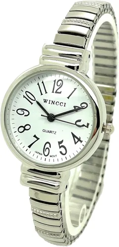 Vista 2 de Wincci Reloj de moda con banda elástica para mujer con números grandes
