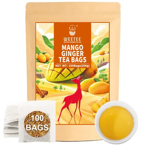 Vista 15 de WT WEETEE Bolsas de té de hierbas de manzana y canela, 60 unidades, mezcla perfecta de canela dulce, hibisco agrio, sabor natural, sin cafeína